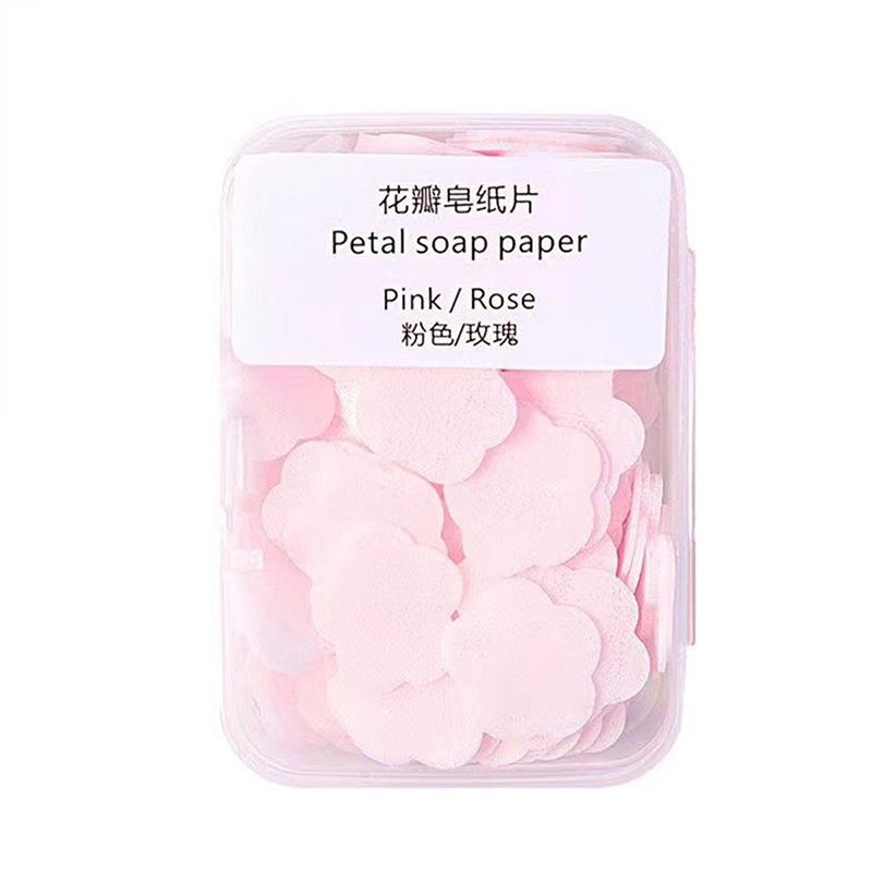 100Pcs/Box Disposable Cute Mini Flower Shape Paper Soap  With Box