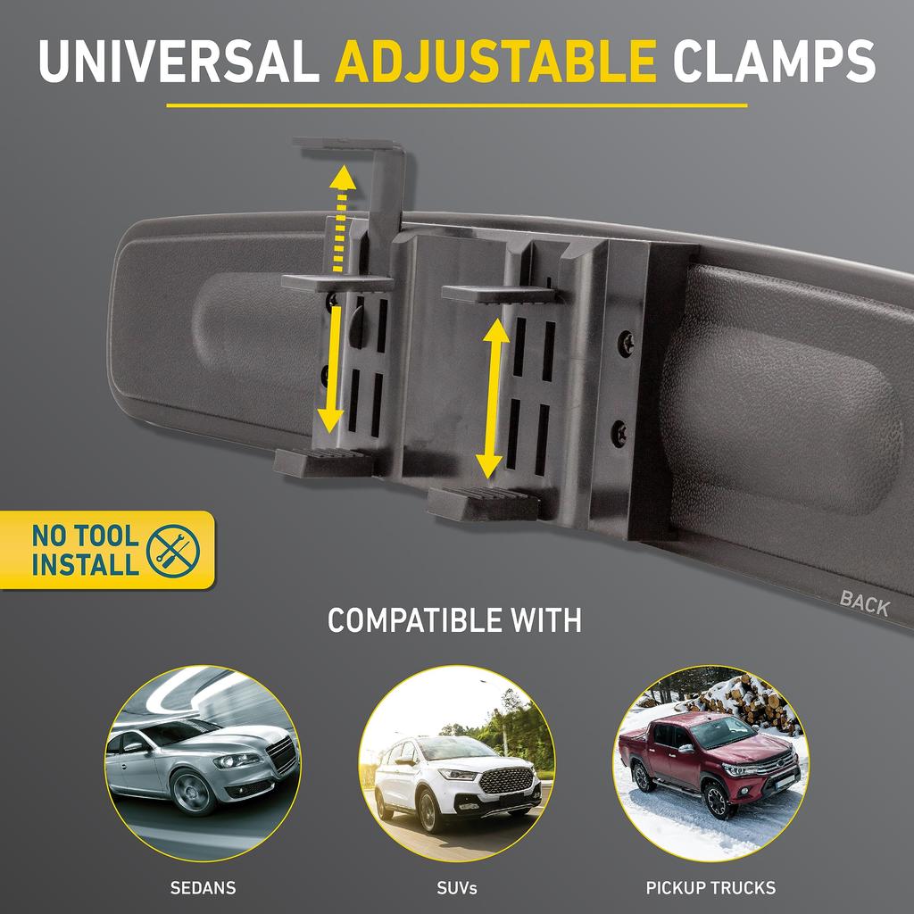 GOODYEAR Panoramic Rearview Mirror for Helps with Parallel Fits All Rear Passenger Extra Wide Size [Extra Large] 17-inch Cars/SUVs [Promotes Safety]