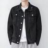 Męska Modna Czarna Kurtka Robocza z Denimu - Wiosna/Jesień Moda, Luźny Krój, Styl Koreański