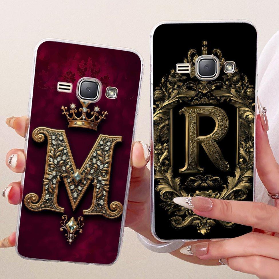 Clear For Samsung J1 2016 SM-J120F Cover For Samsung Galaxy J1 2016 Case Luxury Crown A-Z Letter 2D Flat Pattern Soft Phone Case