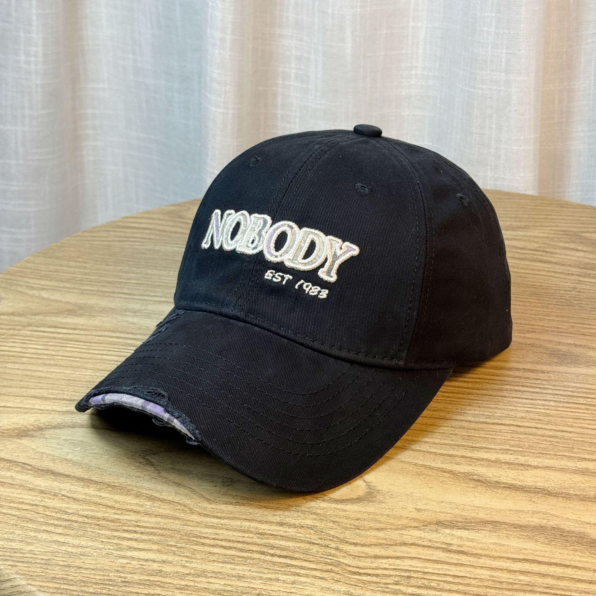 

Retro Distressed Hole Embroidered Letter Baseball Hat Women s Soft Top Men s and Women s Spring and Autumn Casual Peaked Hat Sun Hat Trendy Adjustable