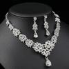 GemChic Women's New Exquisite Alloy Hollow Flowers Crystal Zircon Drops Pendant Necklace Earrings Two Piece Set Birthday Christmas Jewelry Gift