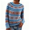 Women's Color Block Loose Fit Round Neck Fashion Sweater