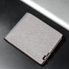 Men's Classic PU Wallet with Photo Frame, Bill Compartment & Card Slots - Short Horizontal Denim Texture