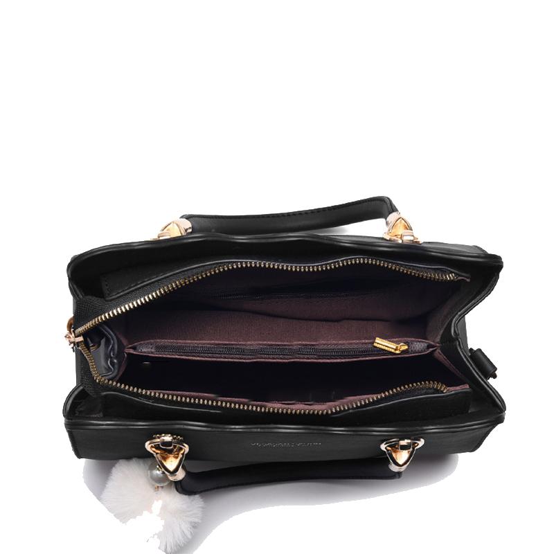 Stor kapasitet Kvinner Topphåndtak Vesker Mote Middelalder Mom's Bag Enkel skulder Crossbody Bag PU Lær Hårball Håndveske