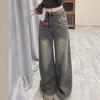 Retro Drape Wide-leg Jeans Women's Spring and Autumn High Waist Loose Mopping Straight Versatile Pants Look Thin and Tall