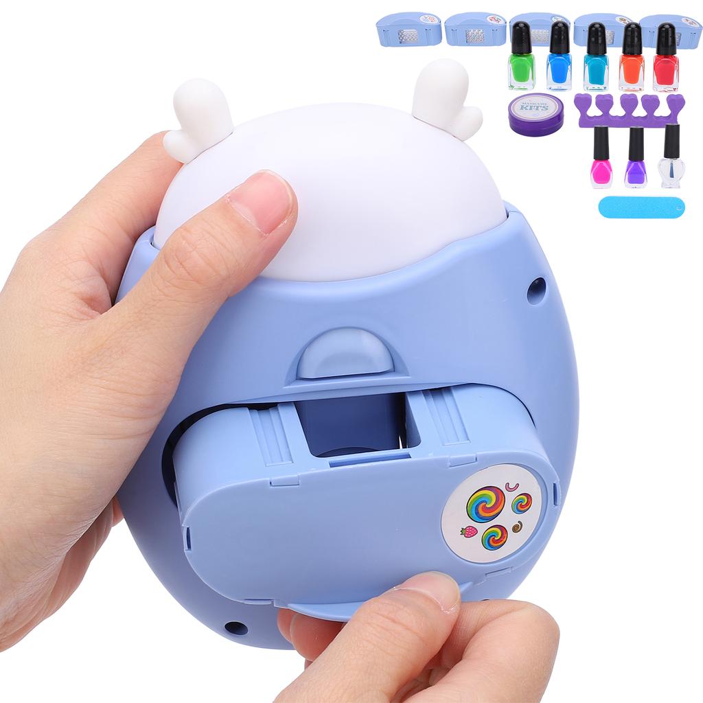 Předstíraná hra Dětská sada stroje na nehtové umění pro dívky Sada laku na nehty a razítkovací sady na nehty Manikúrní hračka Modrá