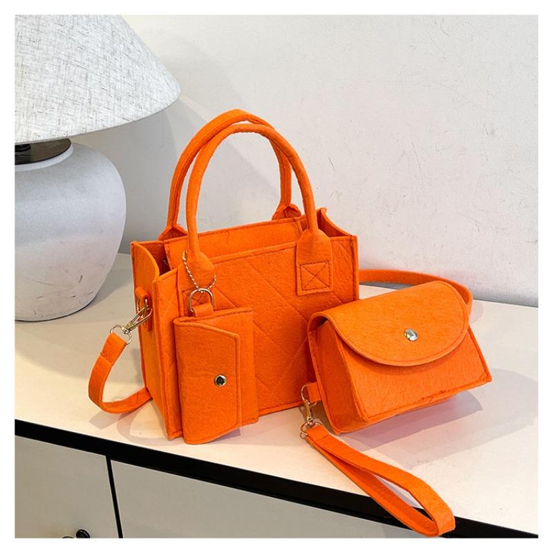 3pcs/set Embossed Women's Handbag Stylish Crossbody Bag Clutch and Wallet, Solid Color Square Shoulder Bag, Fabric for Daily Use