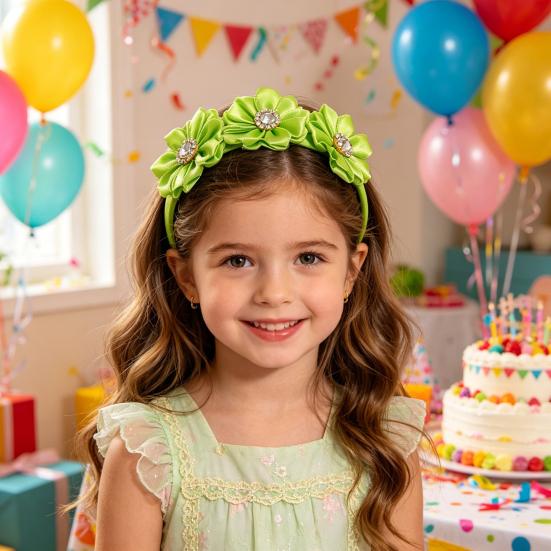 Princeznovská čelenka s kamínky a vícekvětými 3D květy, lehký obruč do vlasů, párty doplněk do vlasů pro dívky