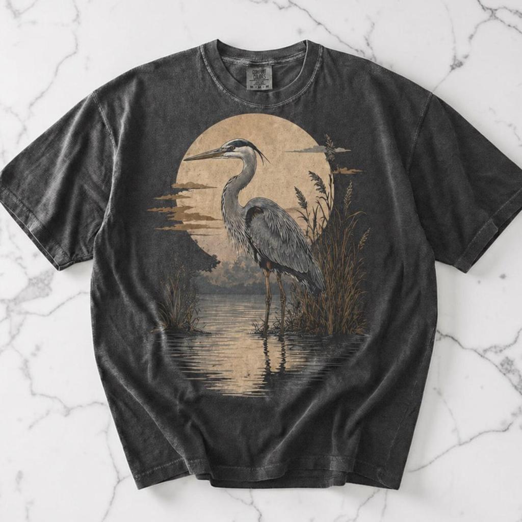 Grote Blauwe Reiger Shirt, Vintage Vogel T-shirt, Unisex Comfort Colors, Vogel Liefhebber Cadeau, Vogelspotten Tee, Natuur Shirt, Wildlife Grafisch T-shirt