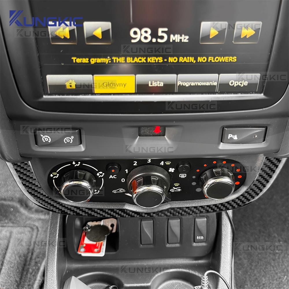 For Dacia Duster 2014 2015 2016 2017 2018 Real Soft Carbon Fiber Sticker LHD RHD Car Central Control AC Frame Interior Trim