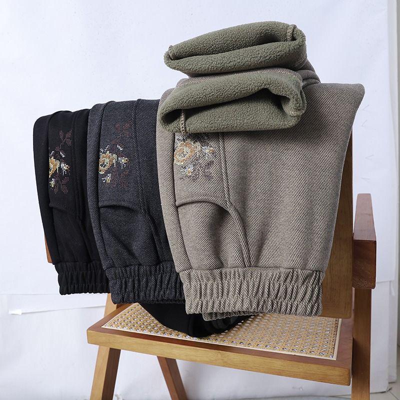 Plus Size Fleece-Lined Warm Pants Suit for Middle-Aged & Elderly Women - Autumn & Winter