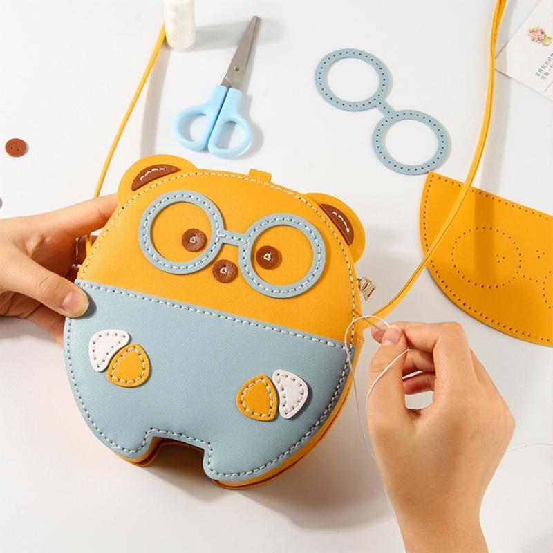 DIY Bear Crossbody Bag Making Complete Set Cute Bear Shoulder Bag Making Materials Kits Sewing Craft Tool Birthday Gift