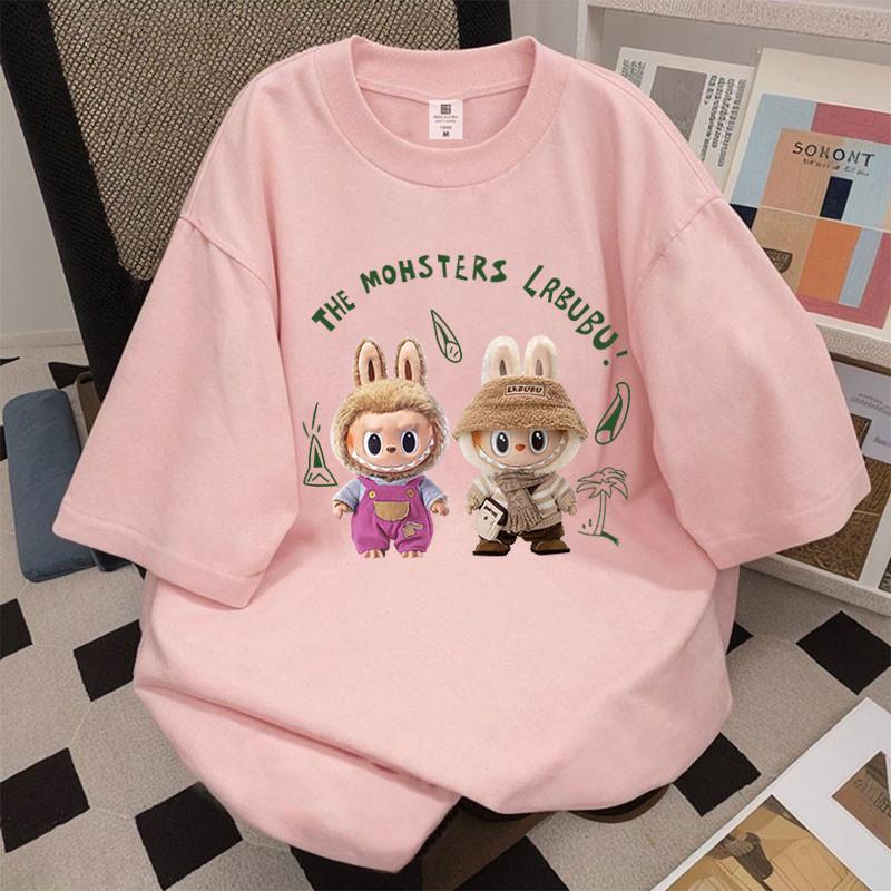 

LABUBU printed short-sleeved T-shirt unisex top casual fashion S