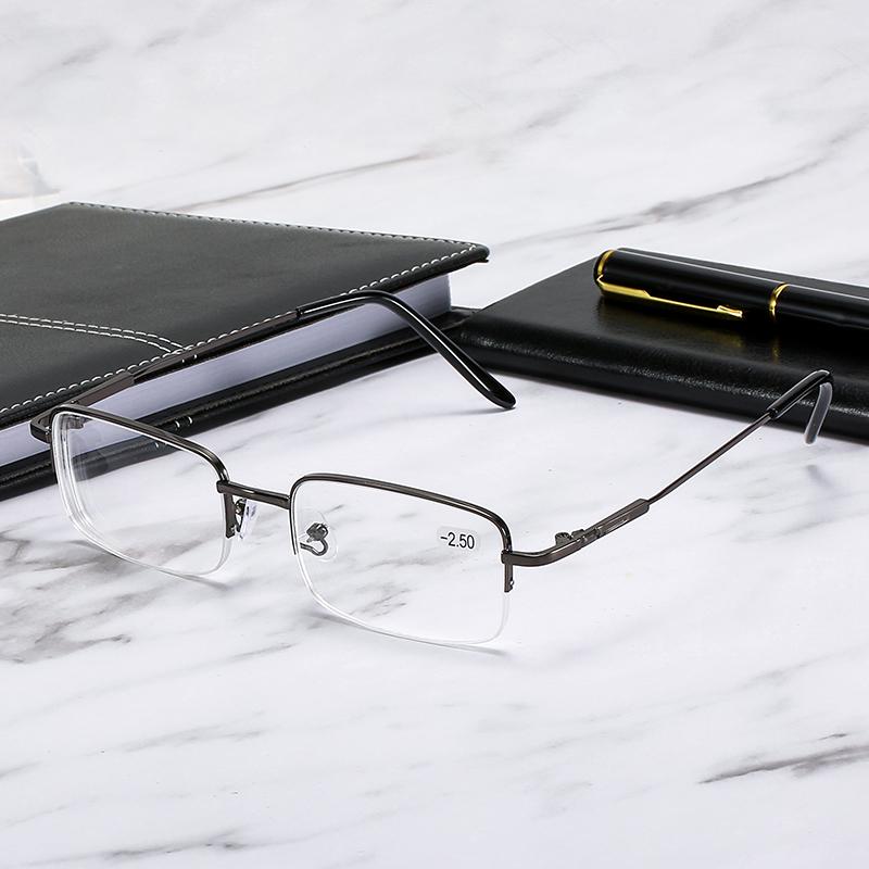 823 Metal Frame Half Rim Presbyopia Minus 250 Supplier Glasses Women Corrective Eyeglasses Flexible Reading Glasses
