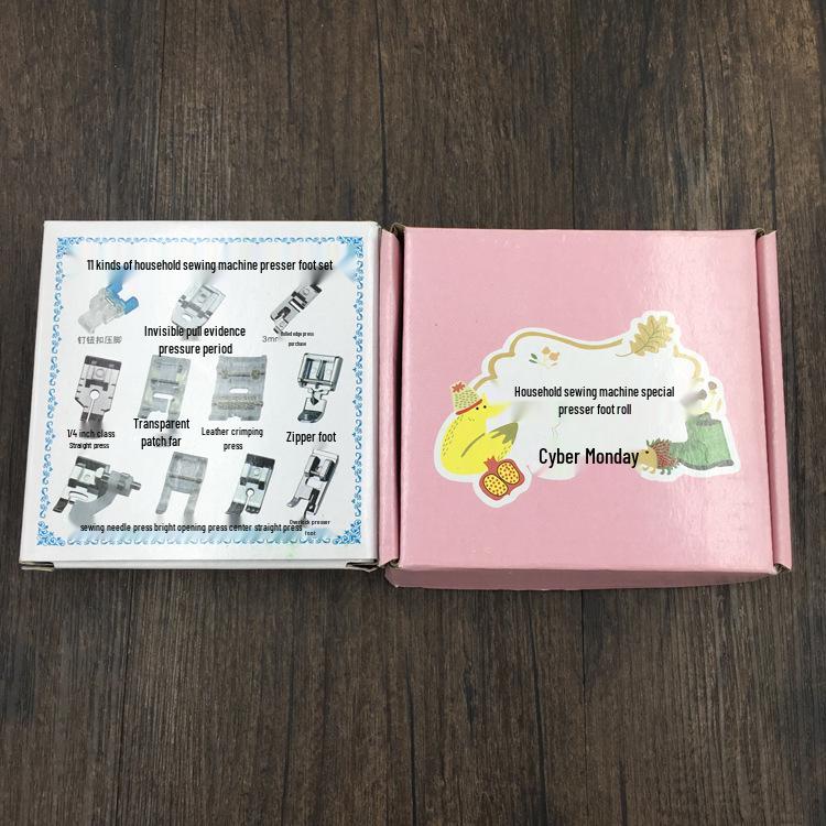 

Fanghua 505A 11-Piece Presser Foot Set for Household Sewing Machines - Available in Pink or White Box White Box 11-Piece Set 95.5g