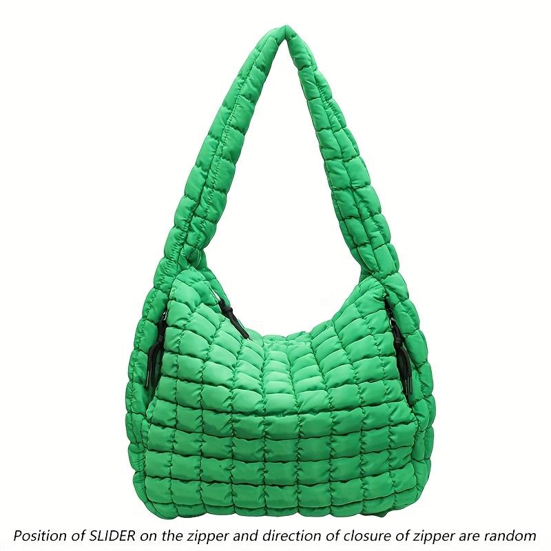 Large Capacity Quilted Shoulder Bags for Women Solid Color Winter Fashion Padded Quilted Hobo Bags