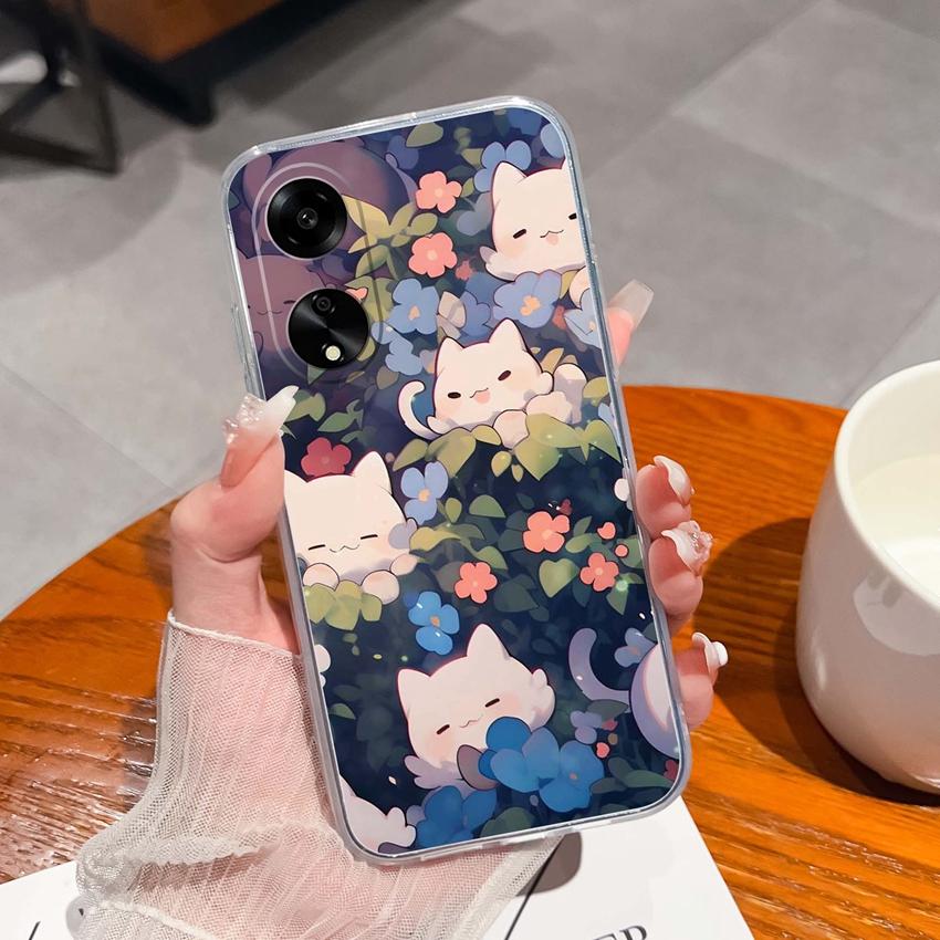 For Oppo A1 A11 A12 A15 A17K Luxury Transparent Lens Protection Cases Mysterious Whale Pattern Shockproof Protective Back Cover Shell For Oppo Housing