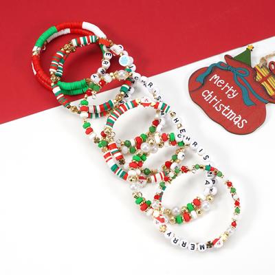 Christmas Wrapped Bracelet Snowman Tree Santa Claus Antlers Gift Soft Ceramic Beads Party Vacation