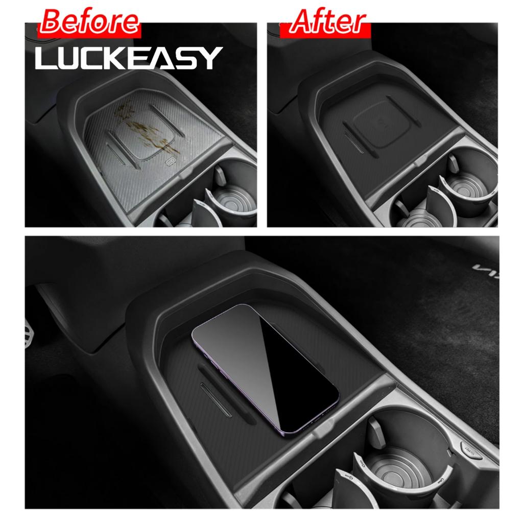 LUCKEASY for Kia EV3 EV4 2024-2026 Car Anti Dirt Pad Mobile Wireless Charging Anti-Slip Mats Accessiories Silicone