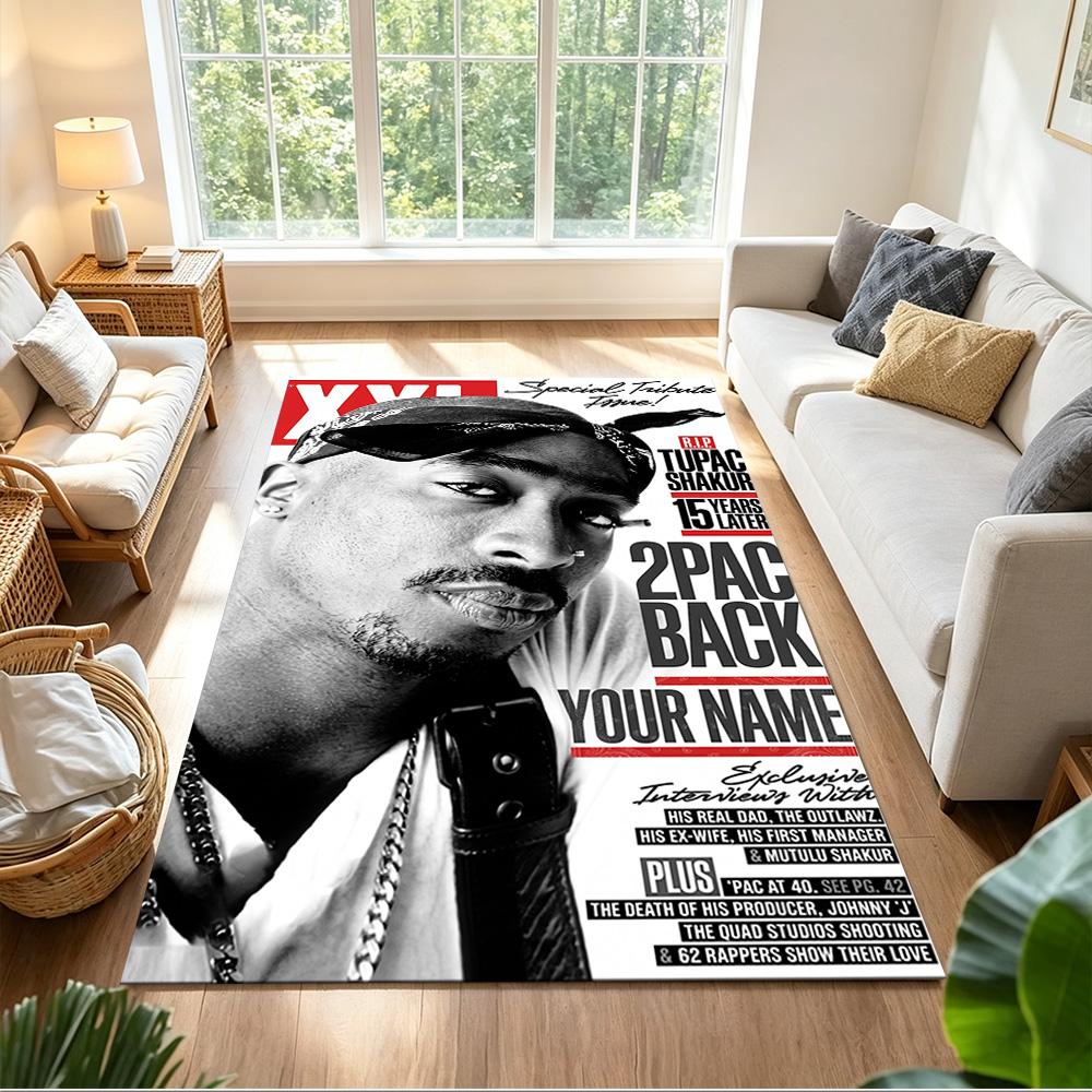 2pac Customized Name Area Rug Design for Hallway Study Room Decorate Room Bedrooms Anti-slip Rug Anime Office Decor Best for Christmas