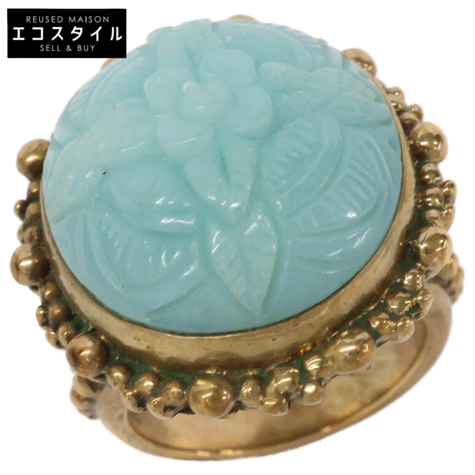 

STEPHEN DWECK Flower carving with colored stones Ring ring Gold/BlueUsed