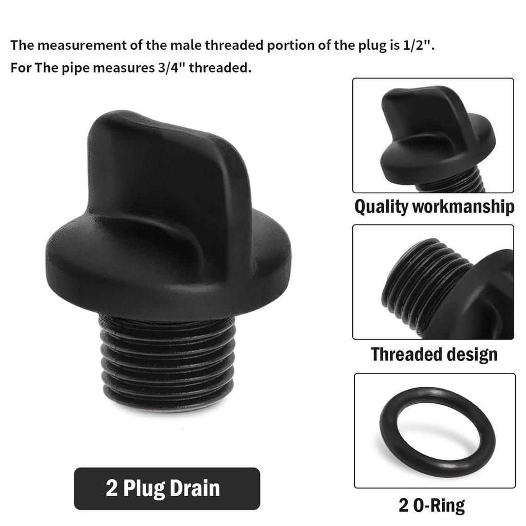 1 Set Pool Pump Drain Plug with Seal Rings Replacement Plastic Texture for Filter Pumps and Water Purification Systems