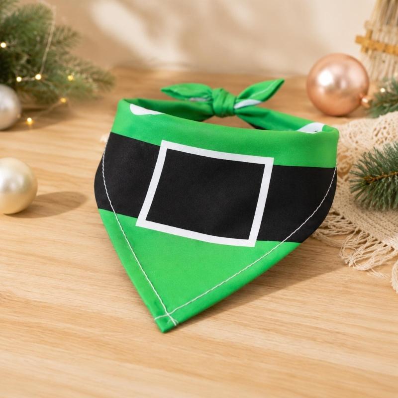 Holiday Pet Neckwear, Soft Christmas Neckerchief Cartoon Printed Dog Scarf Collar for Picture Days, Party Wear and Seasonal Style