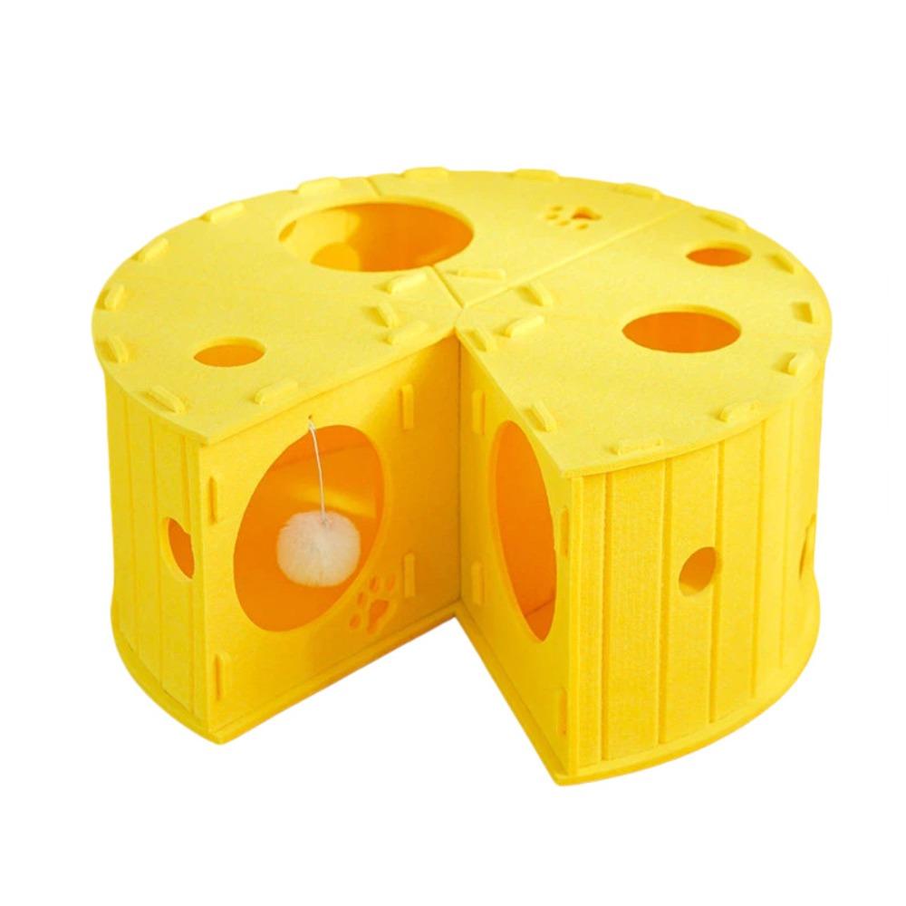 

Detachable Cheese Tunnel Bed Wear-Resistant Cat Cheese House Non-Shedding Felt Cat Bed for Kittens