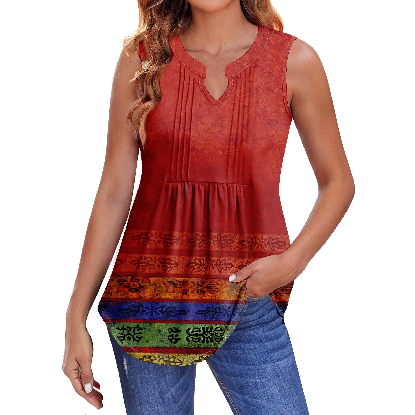 

Женские летние майки с V-образным вырезом и принтом, повседневные майки для женщин, свободные рубашки-туники без рукавов XXXL