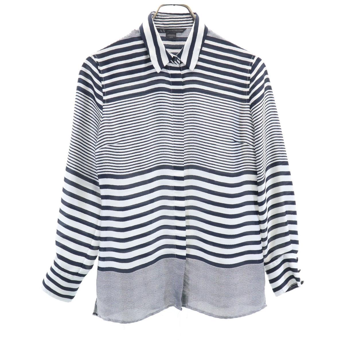 

ARMANI EXCHANGE Border Pattern Long sleeve shirt XS white Women Used