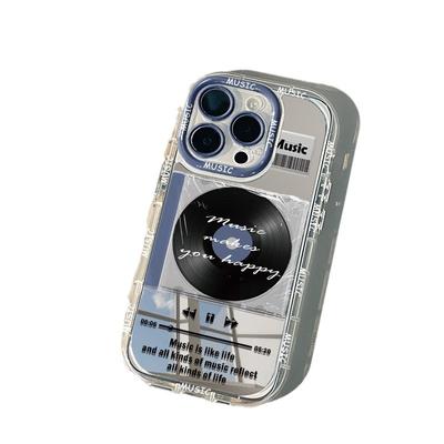 Hudební deska Vhodné pro IPhone16promax Pouzdro na mobilní telefon Apple 15 Krémová skořápka 12 Niche Kreativní 11 Zrcadlo