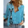 New Women's Shirts Bird Print Long Sleeve Shirt Loose Casual Fashion Shirt Large Size Women's Lapel Temperament Shirt