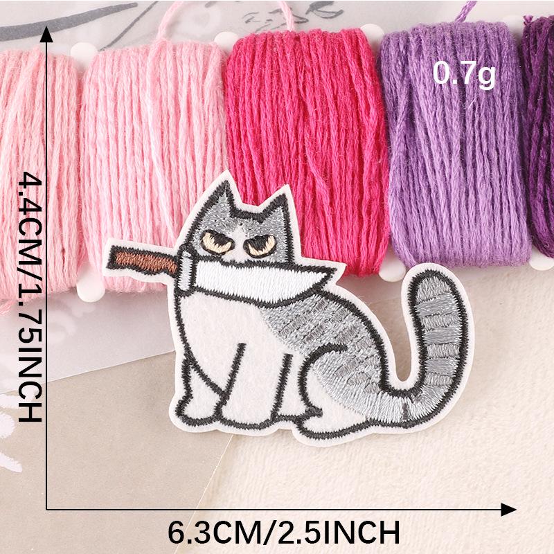 Aufnäher zum Aufbügeln mit Cartoon-Katze-Stickerei: Abzeichen für Kleidungszubehör