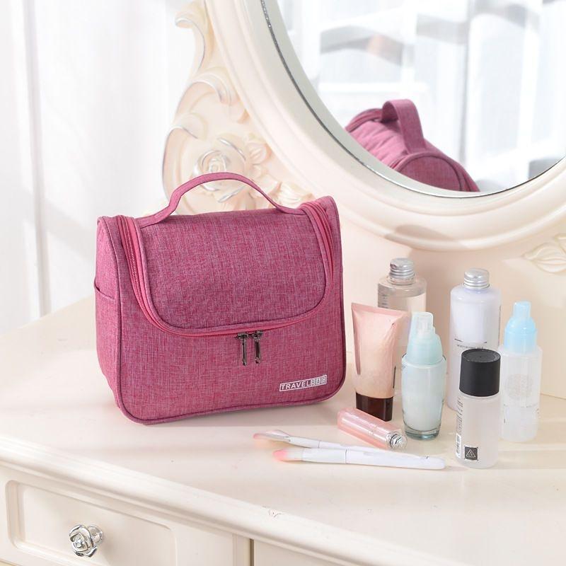 Travel Makeup Storage Bag Polyester Large Capacity Waterproof Dry Wet Separation Bag Women Travel Hook Wash Bag