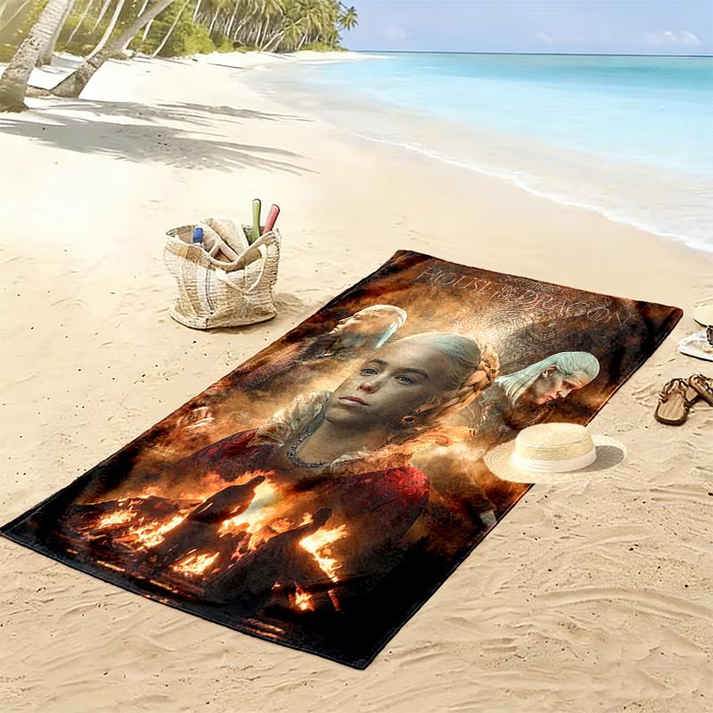 House of Dragon Print Beach Towel, Large Soft Quick Dry Towel for Beach Camping Swimming