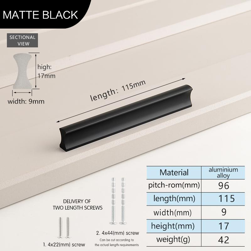 Simple Modern Cabinet Door Aluminum Alloy Handles Wardrobe Long Handles Length Of 500mm Black Drawer Pulls Kitchen Cupboard Pull
