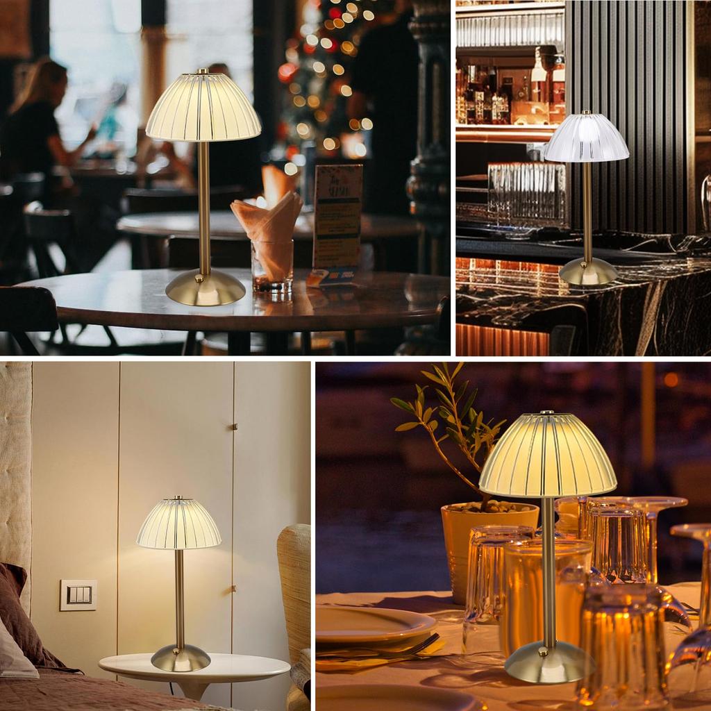 Cordless Table Lamps 3-Color Touch Stepless Dimmable Rechargeable Battery Powered Lighting Crystal Table Lamp for Living Room