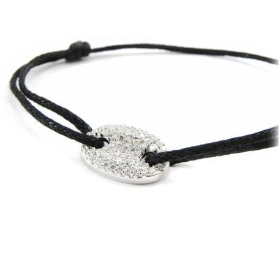 [I3656] - Bracelet Argent 'Grain de Café' blanc argenté (rhodié) - 10x15 mm