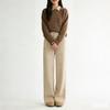Spring Women's Silk Wool Wide-Leg Knit Pants: Loose, Drapey, Elastic, Soft, Double-Sided Texture.
