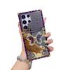 Suitable for Samsung S24 Butterfly Diamond  Inlay Bracket Mobile Phone Case A73 Makeup Mirror Catwalk Square Protective Case High End