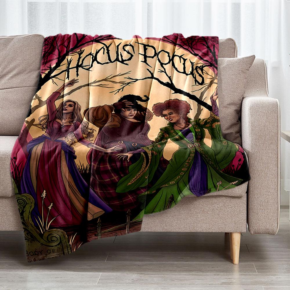 Hocus Pocus Theme Printed Blanket - Perfect for Couch, Bed, Travel & Outdoor Use | Machine Washable, Cozy & Durable.