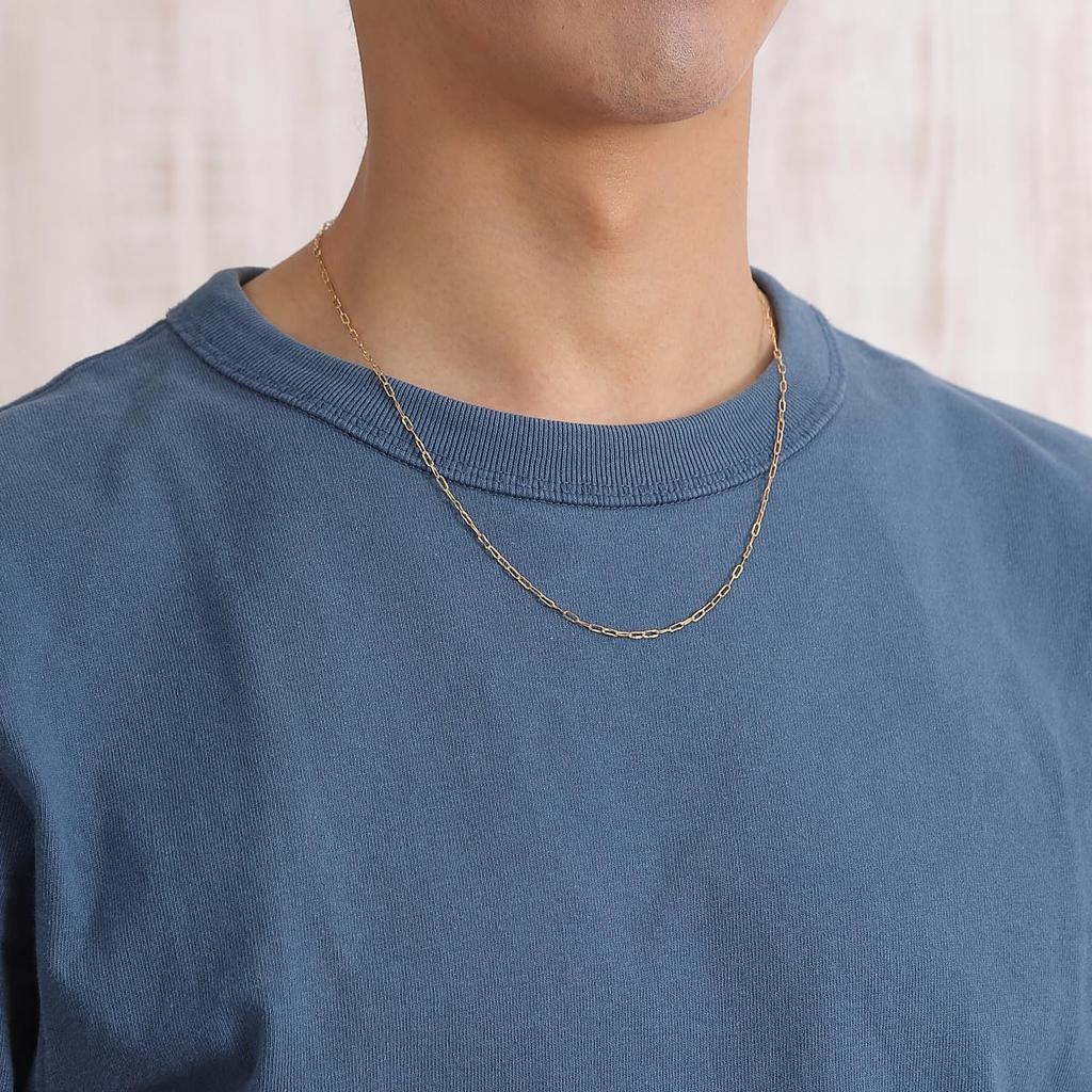 18K Gold Necklace with 50cm and Hollow Azuki Jewelry H-Clip Chain, Length, 1.9mm Width, Men's Women's Accessory, Chain,
