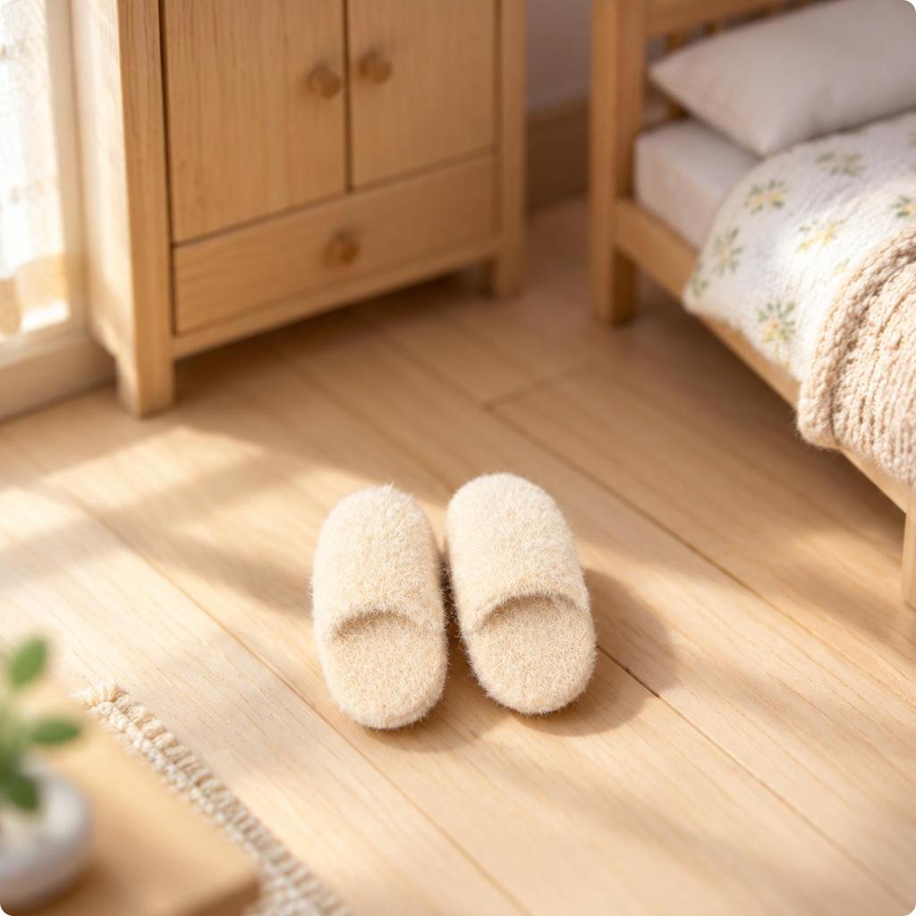 10 Pairs Dollhouse Decorative Prop 1:12 Scale Flocked Slipper Model for Collectors, Shelf