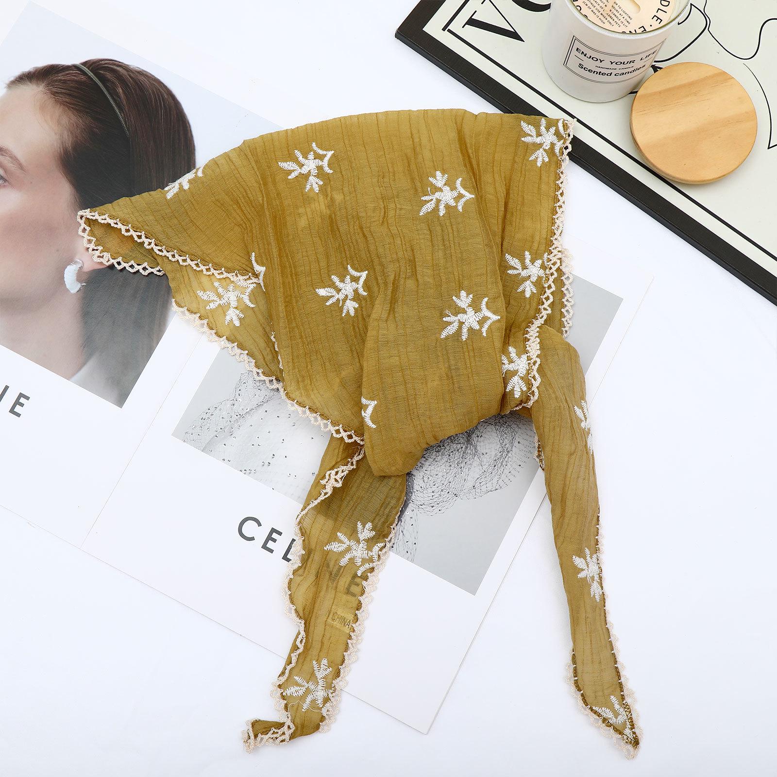 

Versatile Women s Lace Head Wrap: Silk Scarf, Triangle Headscarf, Cotton Linen Neck Scarf, Sun Protection Hat 100*30CM