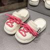 Fashion versatile muffin thick bottom stepping on shit bag head slippers summer and autumn outer wear belt buckle hole shoes