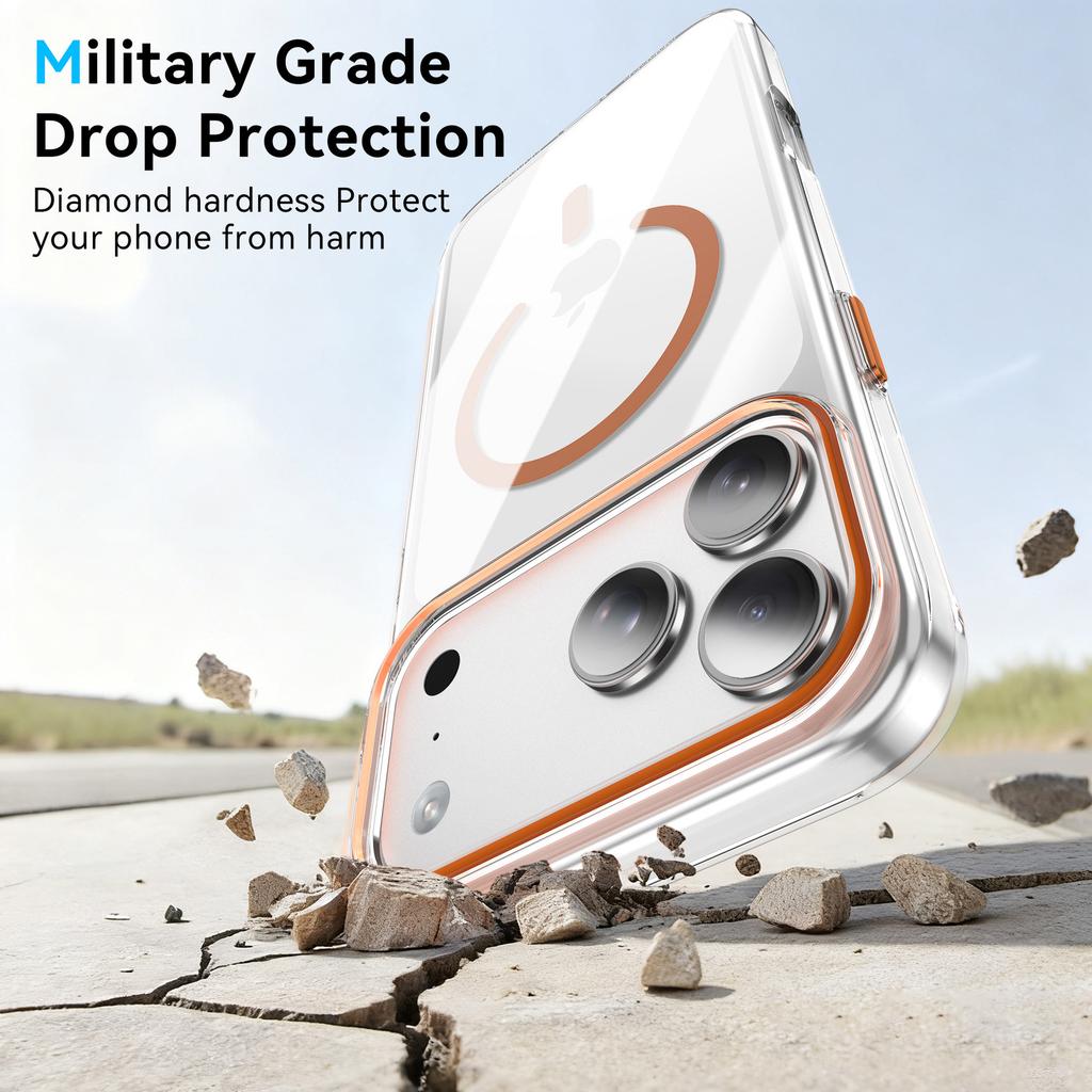 For IP17PROMAX Magnetic Phone Case for Apple 16pro Transparent PC Contrasting Color 15 Simple Phone Case