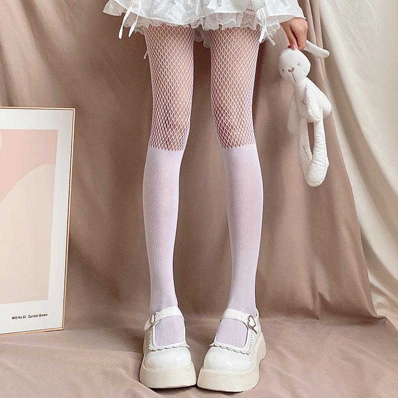 Black Spliced Stockings: Bare Leg, Sexy Romper, Over-the-Knee Fishnet for Women