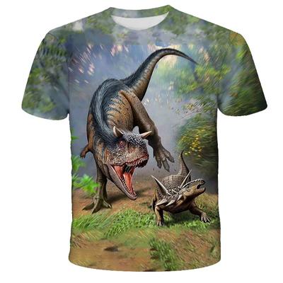 Maglietta da ragazzo con stampa 3D di dinosauro, alla moda, con stampa di mostro, a maniche corte, top estivo, abbigliamento casual, magliette da ragazzo