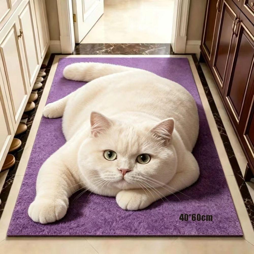 Pet Themed Animal Shaped Carpet 3D Printed Diatom Mud Mat Cat-Shaped Area Rug Home Floor Decor